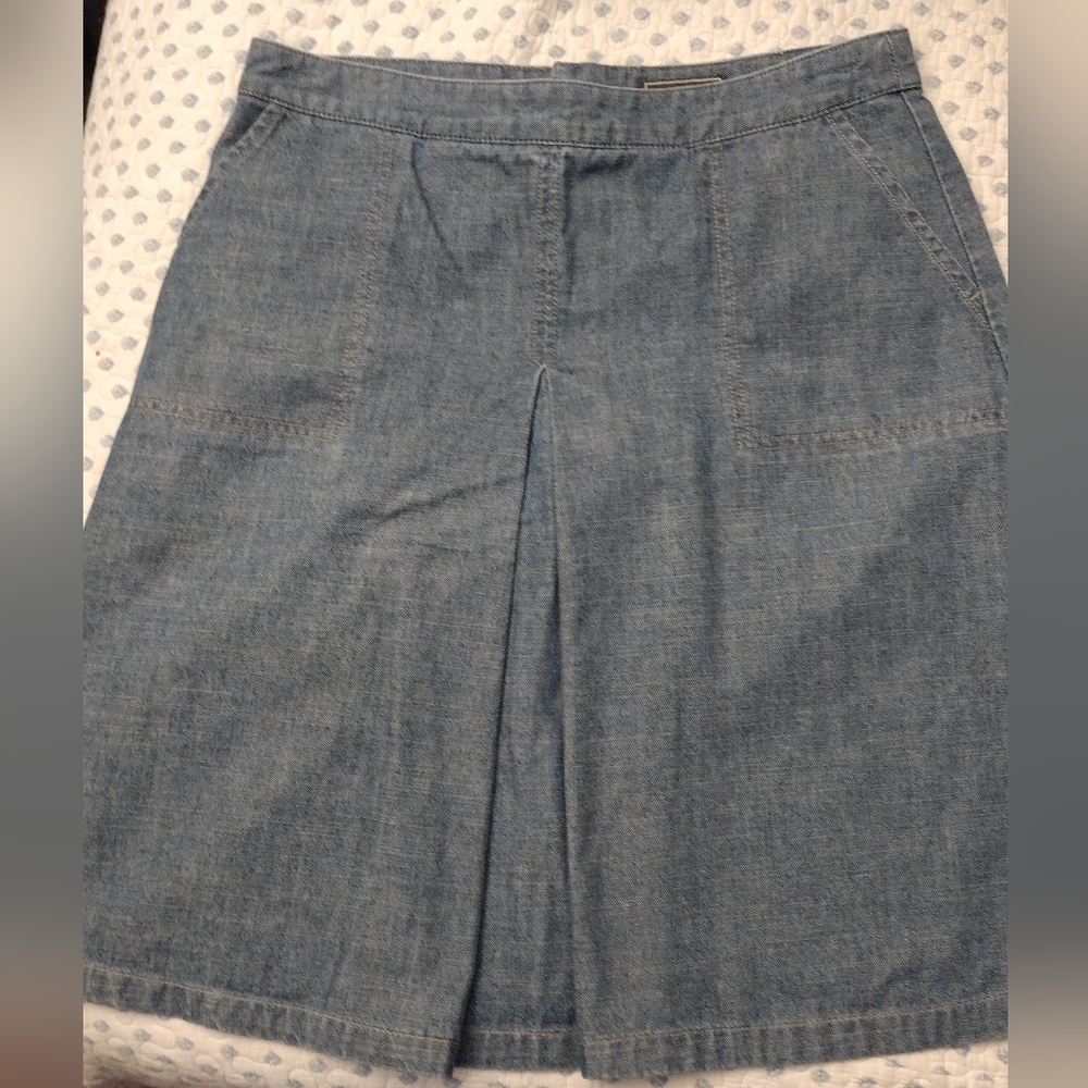 Vintage Eddie Bauer Light Blue Denim Skirt with Front Pleat